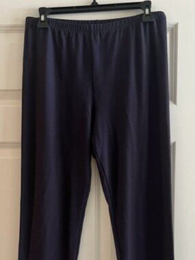 Eileen Fisher Leggings M Lightweight Washable Stretch Crepe Pull On Navy USA